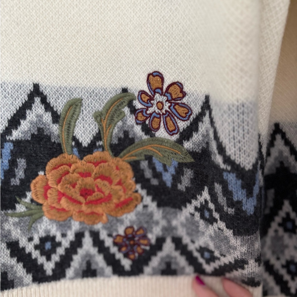 NWT Johnny Was Fair Isle Embroidered Sweater - Picture 5 of 11